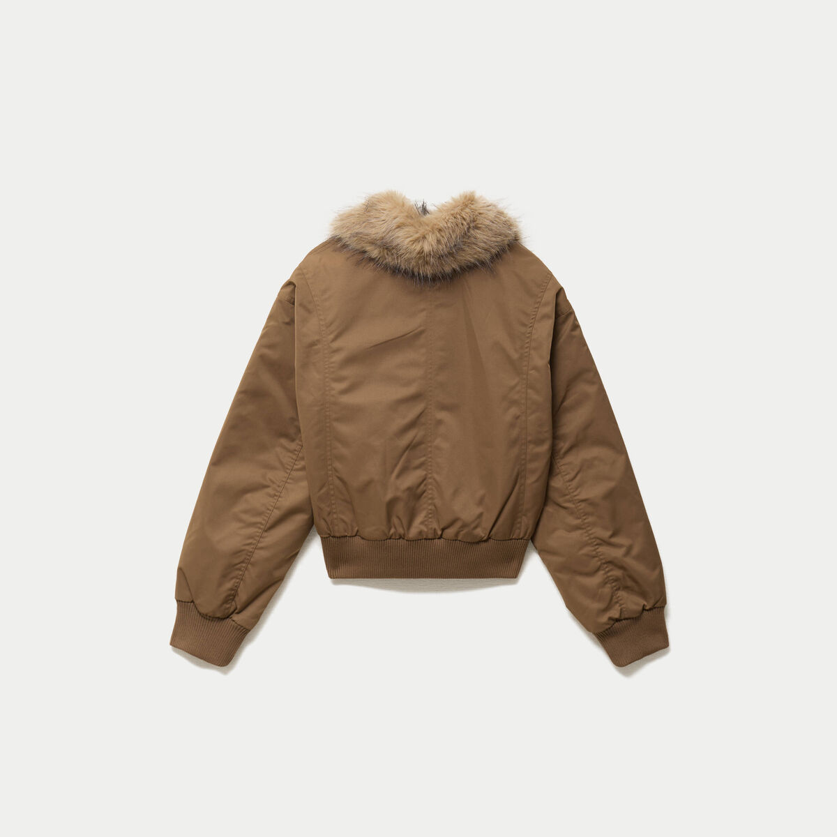 Bomber oversize court fausse fourrure taupe