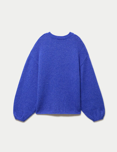 Pull oversize col rond manches longues bleu electrique