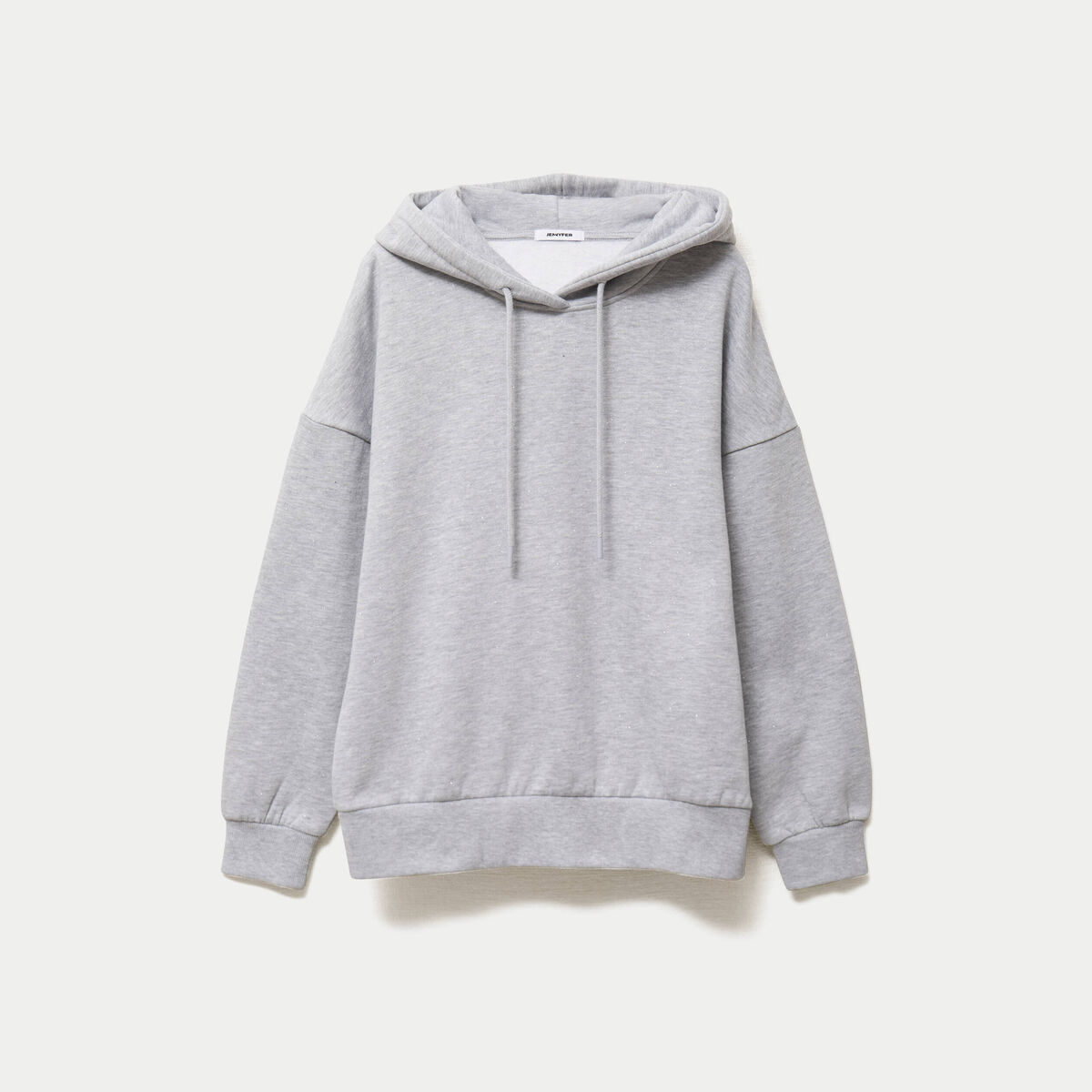 Sweat boyfriend brillant &agrave; capuche gris clair