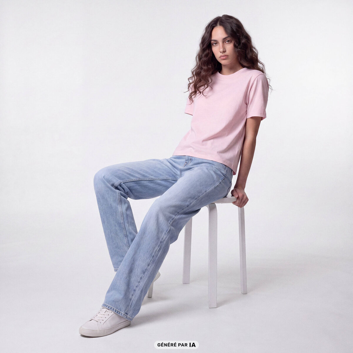 Jean Tom regular taille haute denim bleach