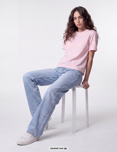 Jean Tom regular taille haute denim bleach