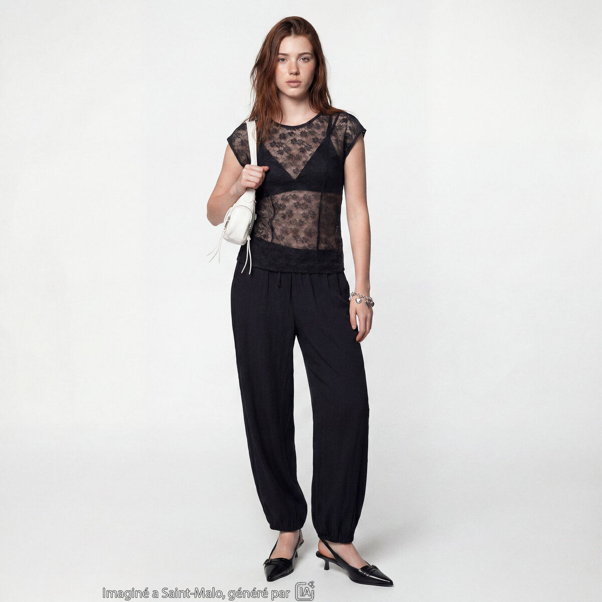 Top transparent sans manches dentelle noir ado