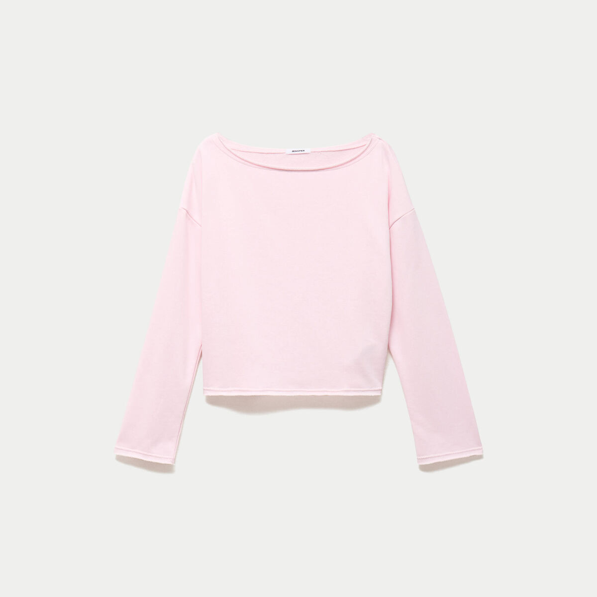 Sweat oversize cropped col bateau rose clair ado