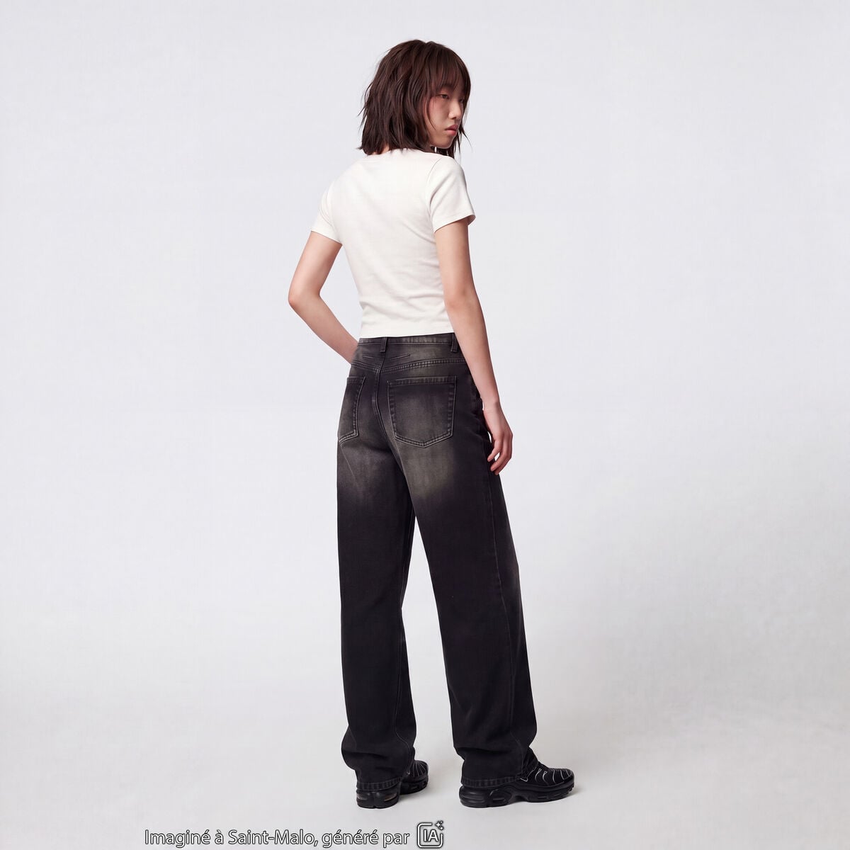 Jean Lenny wide leg taille basse denim noir