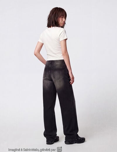 Jean Lenny wide leg taille basse denim noir