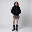 Blouson court droit effet polaire noir
