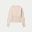 Pull col v manches longues beige