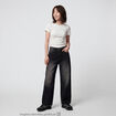 Jean wide leg taille basse denim noir ado