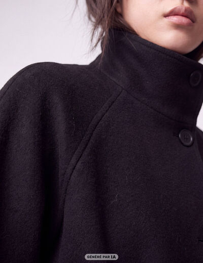 Manteau droit court col montant noir