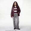 Veste oversize similicuir col biker bordeaux