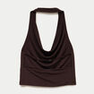 Top ajust&eacute; cropped d&eacute;collet&eacute; dos marron fonc&eacute; ado