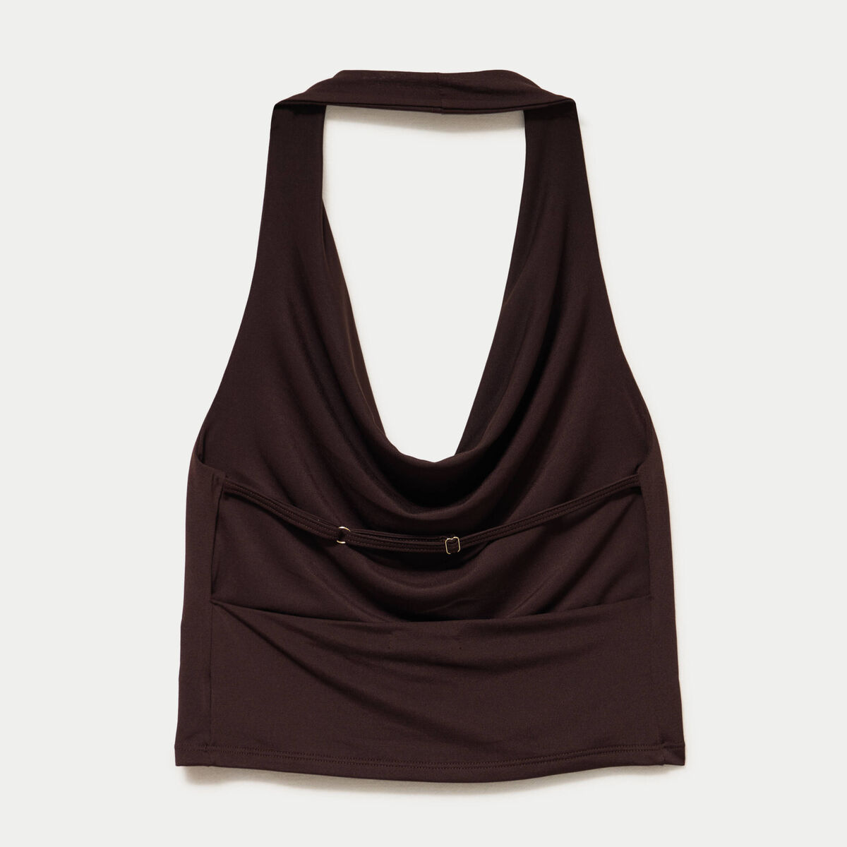 Top ajust&eacute; cropped d&eacute;collet&eacute; dos marron fonc&eacute; ado