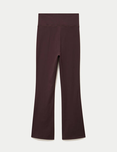 Leggings bootcut taille haute stretch marron fonc&eacute;