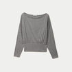 Top col bateau manches longues gris fonc&eacute;