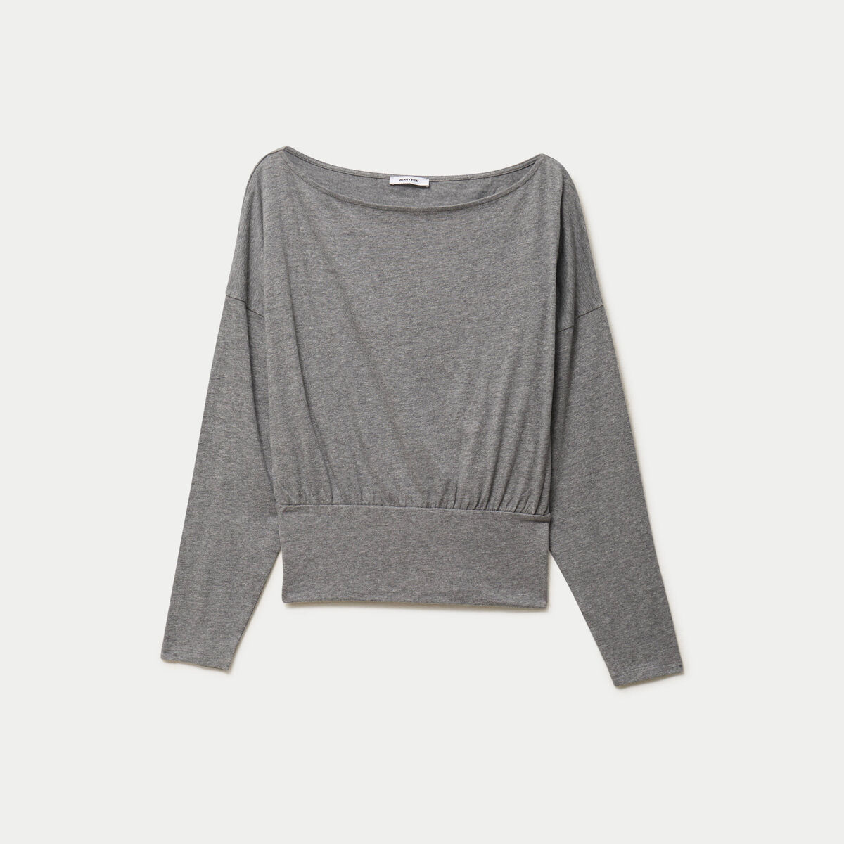 Top col bateau manches longues gris fonc&eacute;