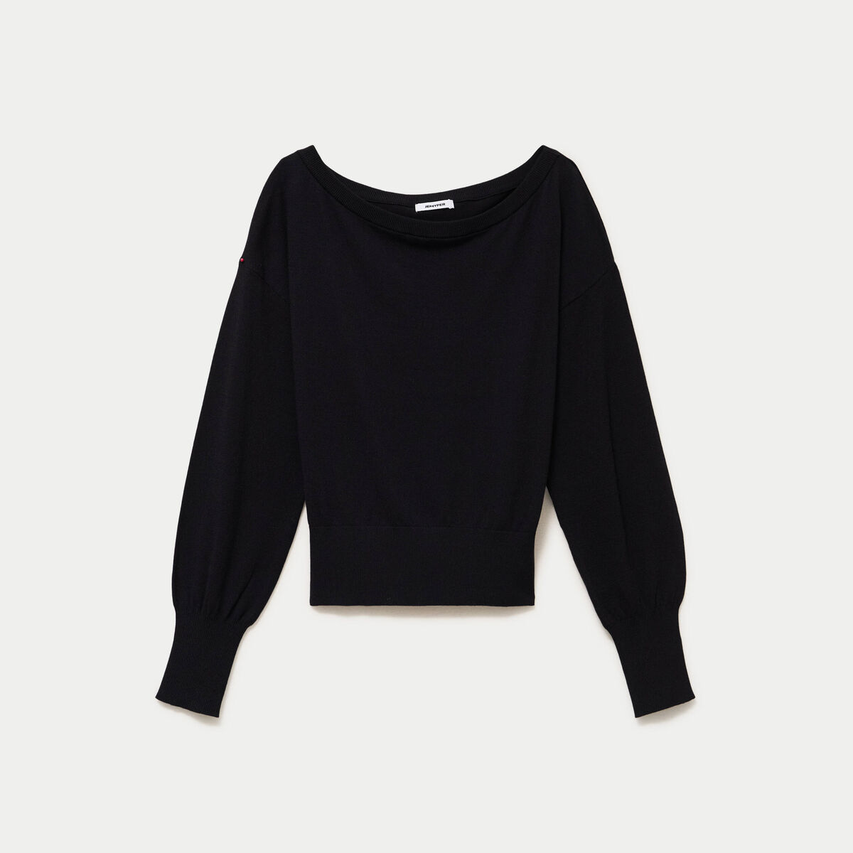 Pull oversize col bardot manches longues noir