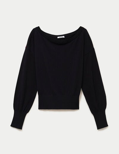 Pull oversize col bardot manches longues noir