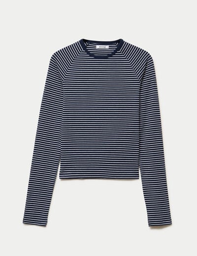 T-shirt manches longues bleu fonc&eacute;