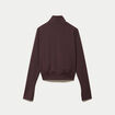 Gilet droit cropped col montant marron fonc&eacute;