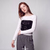 Top ajust&eacute; cropped &agrave; sequins noir