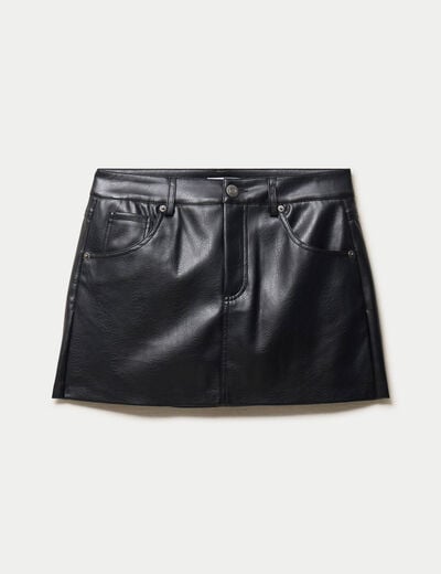 Jupe-short en similicuir noir