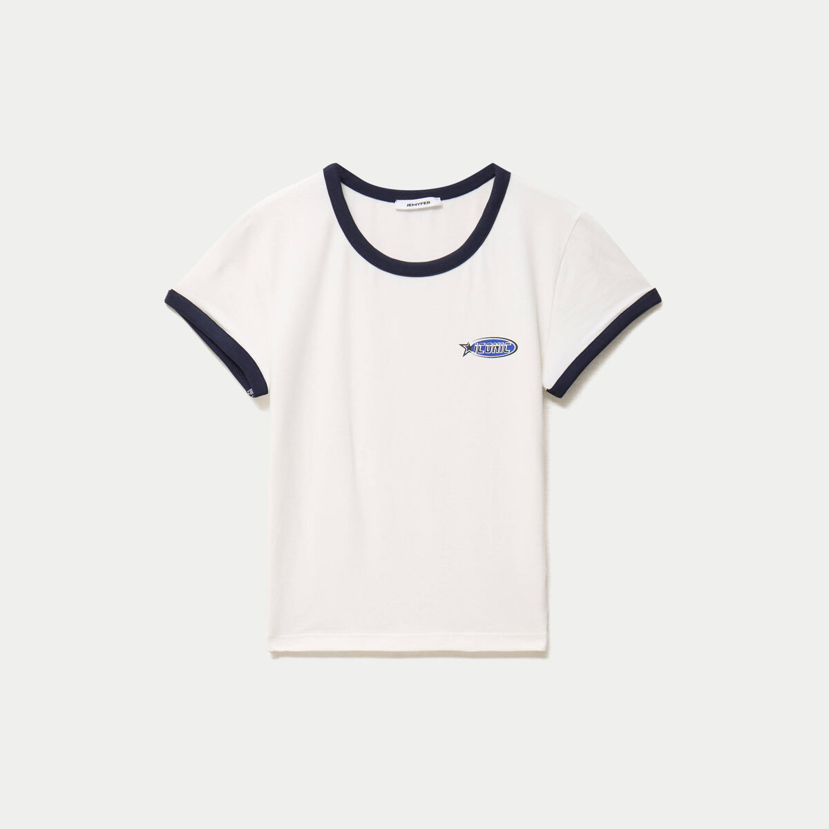 T-shirt col rond manches courtes ecru