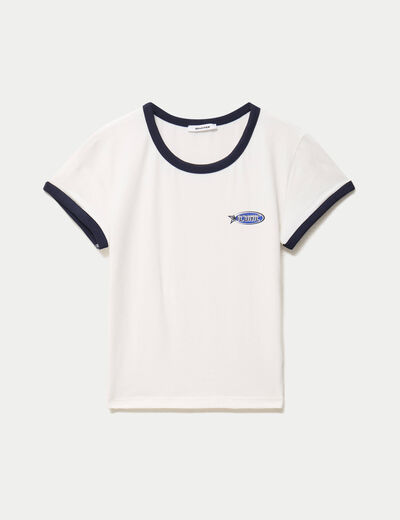 T-shirt col rond manches courtes ecru