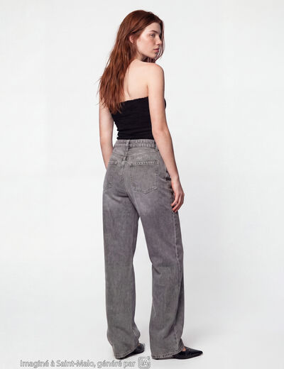 Jean Tom regular taille haute denim gris