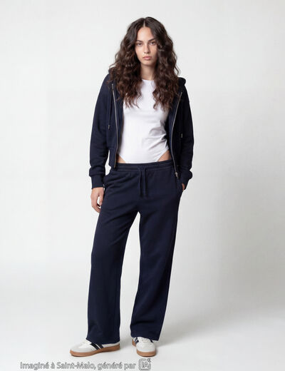 Jogging large en maille bleu marine