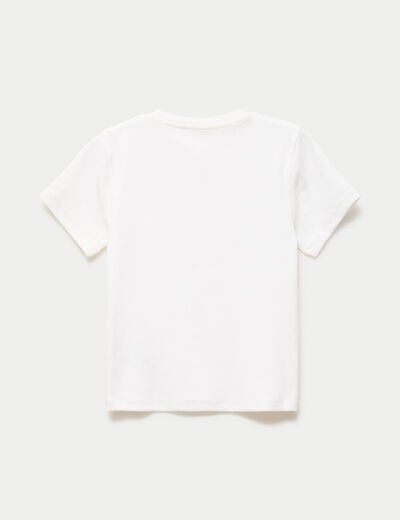 T-shirt ajust&eacute; col rond manches courtes blanc