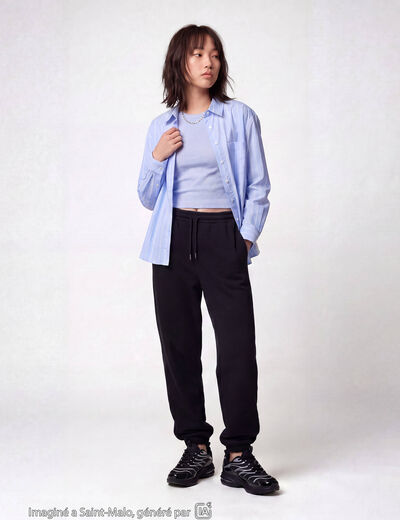 Chemise oversize longue 2-en-1 bleu ciel ado