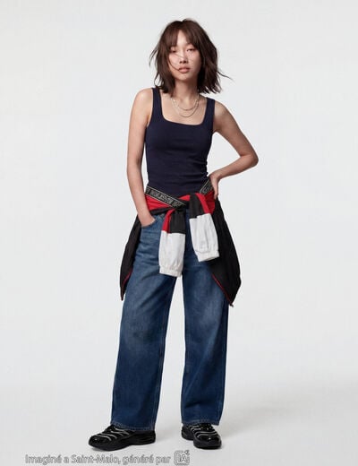 Jean loose taille basse denim brut ado