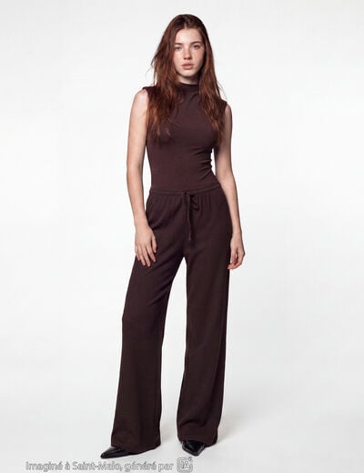 Pantalon large taille standard marron fonc&eacute;