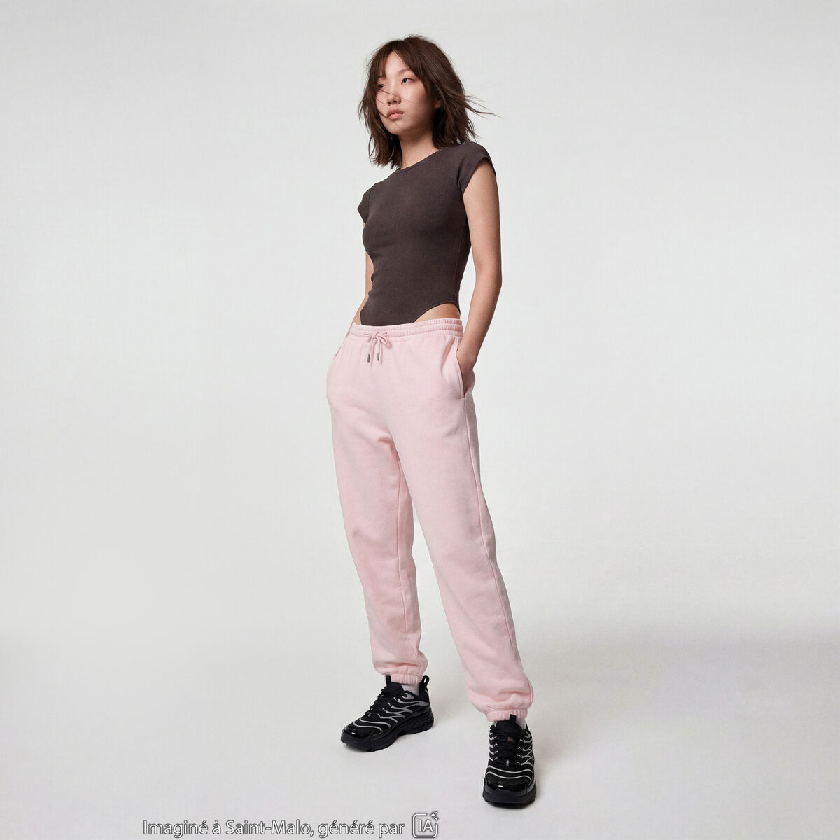 Jogging bas resserr&eacute; taille standard rose clair