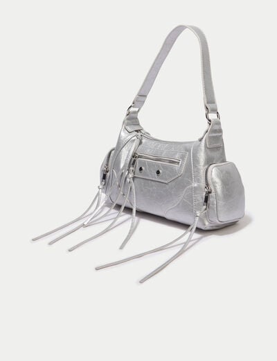 Sac &agrave; main gris argent