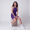Robe sans manches &agrave; sequins col montant bleu electrique
