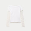 Haut double col bateau manches longues blanc