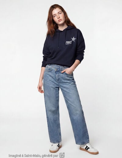Jean Lenny wide leg taille standard denim double stone