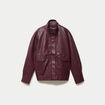 Veste oversize similicuir col biker bordeaux