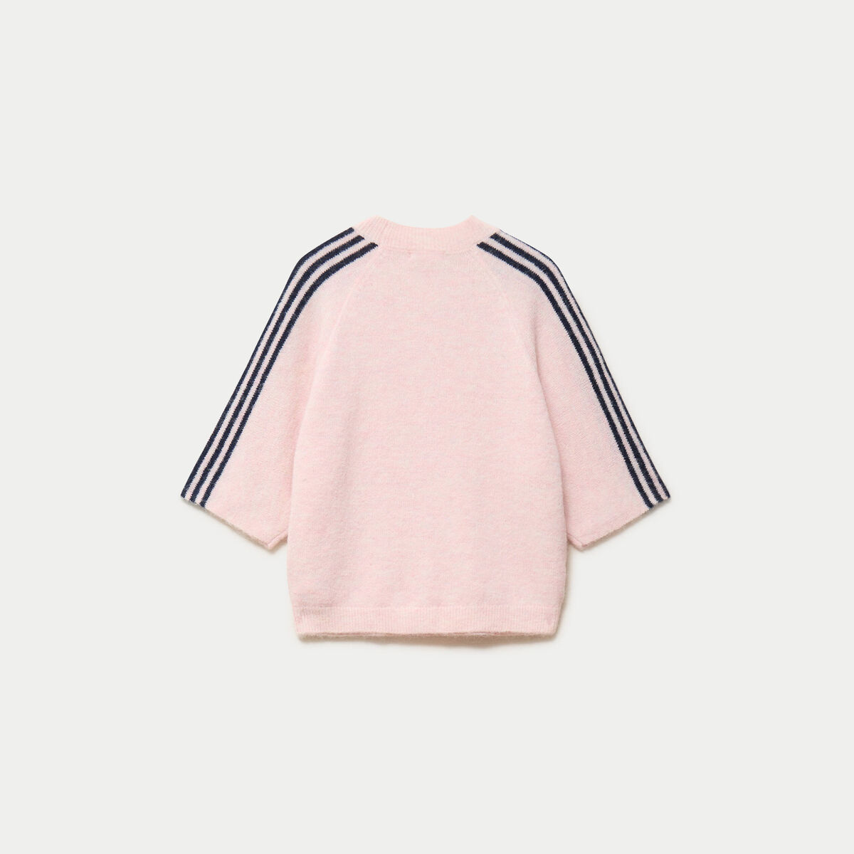 Pull col rond manches 3/4 rose clair