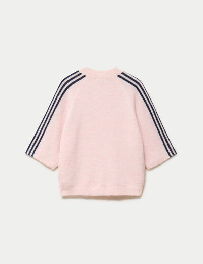 Pull col rond manches 3/4 rose clair