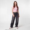 Jean loose taille basse denim noir ado