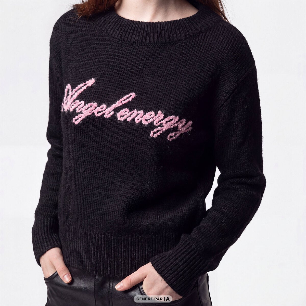 Pull col rond manches longues gris