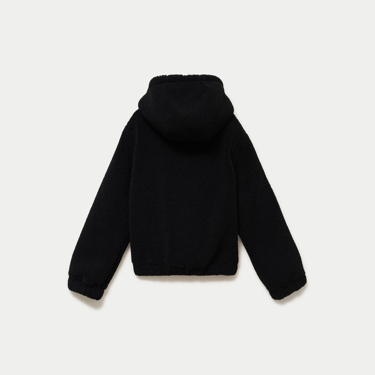 Blouson court droit effet polaire noir