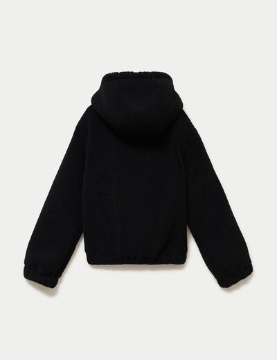 Blouson court droit effet polaire noir
