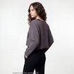 Sweat oversize cropped col bateau gris