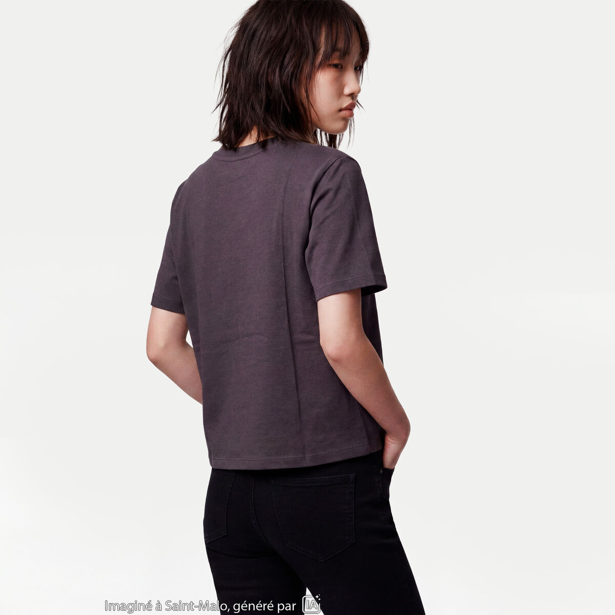 T-shirt col rond manches courtes noir