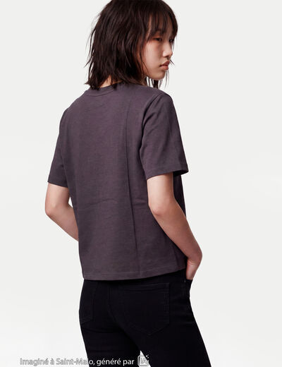 T-shirt col rond manches courtes noir