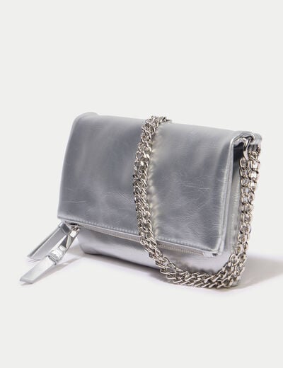 Sac avec cha&icirc;ne gris argent ado