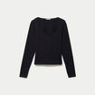 T-shirt ajust&eacute; d&eacute;collet&eacute; manches longues noir